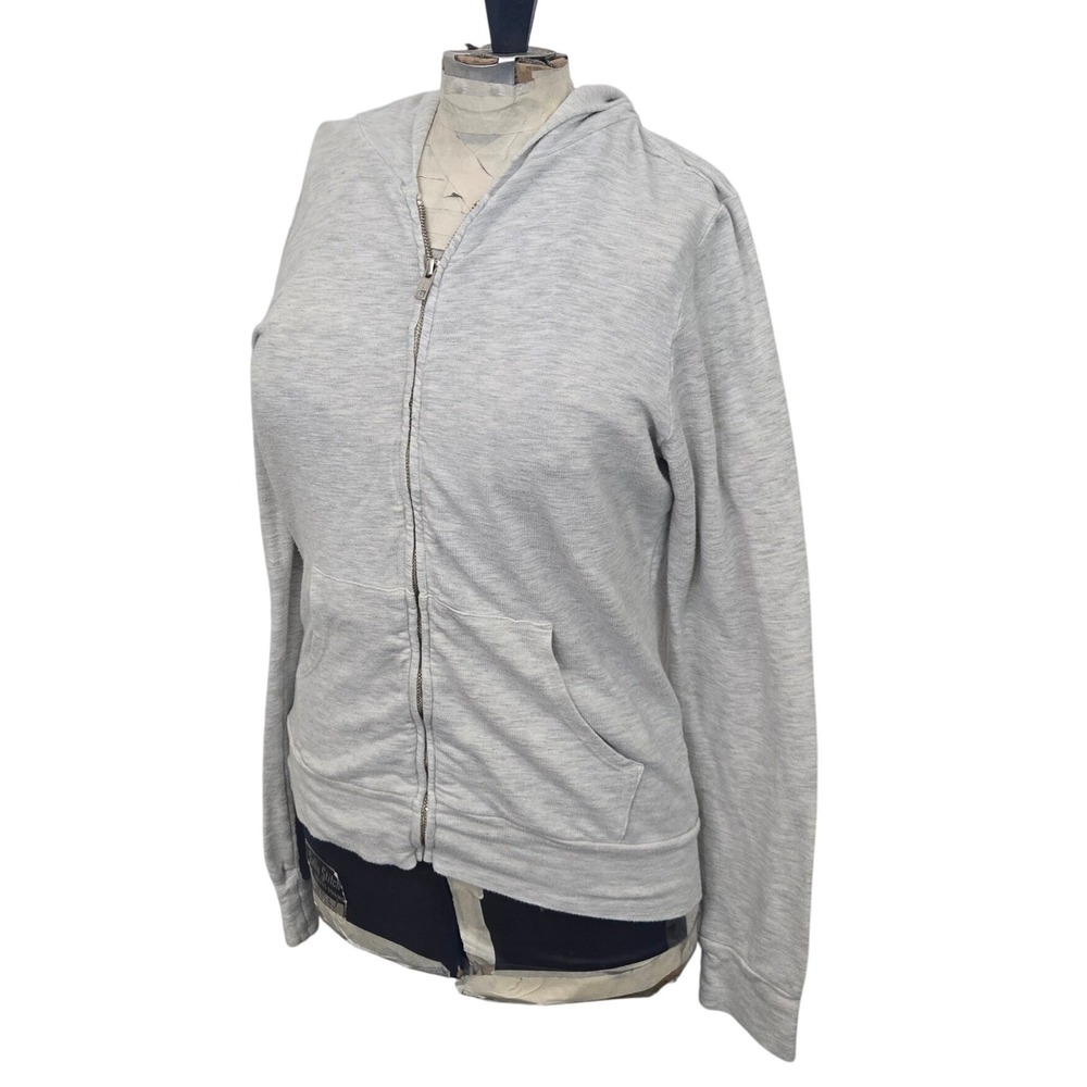 Monrow Classic Womens Full Zip Hoodie Gray Size S USA Made Lightweight‎ Rayon